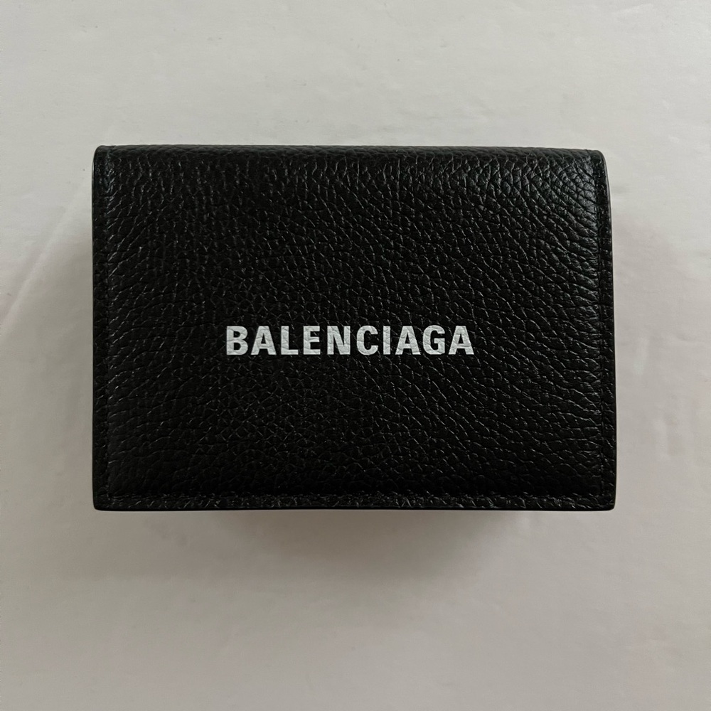 Balenciaga Leather Compact Wallet Black New